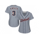 Women's Detroit Tigers #3 Ian Kinsler Grey Road Stitched MLB Jersey