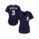 Women's Detroit Tigers #3 Ian Kinsler Navy Blue Alternate Stitched MLB Jersey