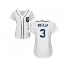 Women's Detroit Tigers #3 Ian Kinsler White Home Stitched MLB Jersey