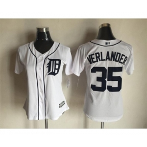 Women's Detroit Tigers #35 Justin Verlander Majestic White Cool Base Player Jersey