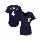 Women's Detroit Tigers #4 Omar Infante Navy Blue Alternate Stitched MLB Jersey