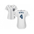 Women's Detroit Tigers #4 Omar Infante White Home Stitched MLB Jersey