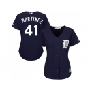 Women's Detroit Tigers #41 Victor Martinez Navy Blue Alternate Stitched MLB Jersey