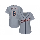 Women's Detroit Tigers #6 Al Kaline Grey Road Stitched MLB Jersey