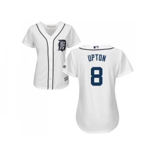 Women's Detroit Tigers #8 Justin Upton White Home Stitched MLB Jersey