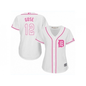 Women's Majestic Detroit Tigers #12 Anthony Gose Authentic White Fashion Cool Base MLB Jersey