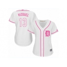 Women's Majestic Detroit Tigers #13 Omar Vizquel Authentic White Fashion Cool Base MLB Jersey