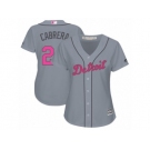 Women's Majestic Detroit Tigers #24 Miguel Cabrera Replica Grey Mother's Day Cool Base MLB Jersey