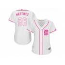 Women's Majestic Detroit Tigers #28 J. D. Martinez Authentic White Fashion Cool Base MLB Jersey