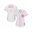 Women's Majestic Detroit Tigers #4 Omar Infante Authentic White Fashion Cool Base MLB Jersey