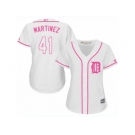 Women's Majestic Detroit Tigers #41 Victor Martinez Authentic White Fashion Cool Base MLB Jersey