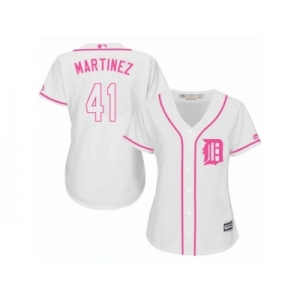 Women's Majestic Detroit Tigers #41 Victor Martinez Authentic White Fashion Cool Base MLB Jersey