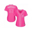 Women's Majestic Detroit Tigers #57 Francisco Rodriguez Replica Pink Fashion Cool Base MLB Jersey