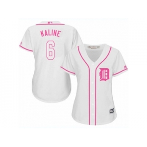 Women's Majestic Detroit Tigers #6 Al Kaline Authentic White Fashion Cool Base MLB Jersey