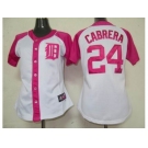 women mlb detroit tigers #24 cabrera white pink[2012]