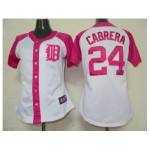 women mlb detroit tigers #24 cabrera white pink[2012]