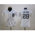 youth mlb detroit tigers #28 fielder white