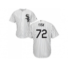 Youth Chicago White Sox #72 Carlton Fisk White(Black Strip) Home Cool Base Stitched MLB Jersey