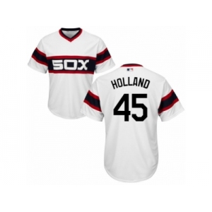 Youth Majestic Chicago White Sox #45 Derek Holland Replica White 2013 Alternate Home Cool Base MLB Jersey