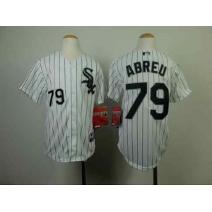 youth mlb jerseys chicago white sox #79 abreu white[black stripe]