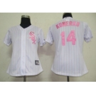 MLB Women Jerseys Chicago White Sox #14 Paul Konerko White[Pink strip]