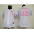 MLB Women Jerseys Chicago White Sox #32 Dunn White[Pink strip]