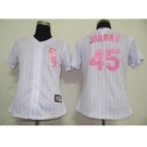 MLB Women Jerseys Chicago White Sox #45 Jordan White[Pink strip]
