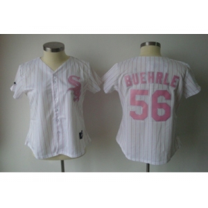 MLB Women Jerseys Chicago White Sox #56 buehrle White[pink strip]