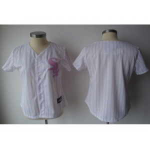 MLB Women Jerseys Chicago white sox blank white[pink strip]