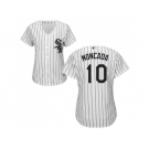 Women Chicago White Sox #10 Yoan Moncada White(Black Strip) Home Stitched MLB Jersey