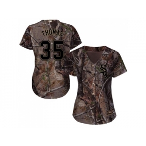Women Chicago White Sox #35 Frank Thomas Camo Realtree Collection Cool Base Stitched MLB Jersey