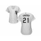 Women's Chicago White Sox #21 Todd Frazier White(Black Strip) Home Stitched MLB Jersey