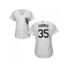 Women's Chicago White Sox #35 Frank Thomas White(Black Strip) Home Stitched MLB Jersey