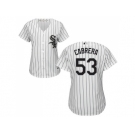 Women's Chicago White Sox #53 Melky Cabrera White(Black Strip) Home Stitched MLB Jersey