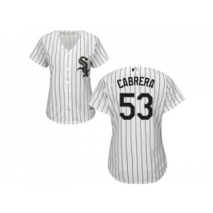 Women's Chicago White Sox #53 Melky Cabrera White(Black Strip) Home Stitched MLB Jersey