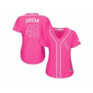 Women's Majestic Chicago White Sox #45 Michael Jordan Replica Pink Fashion Cool Base MLB Jersey