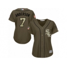 Women's Majestic Chicago White Sox #7 Tim Anderson Replica Green Salute to Service MLB Jersey