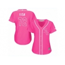 Women's Majestic Chicago White Sox #72 Carlton Fisk Replica Pink Fashion Cool Base MLB Jersey