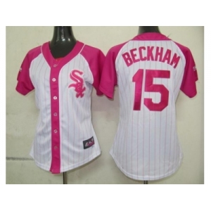 women mlb chicago white sox #15 beckham white pink[2012]