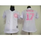 MLB Women Jerseys Chicago Cubs #17 Garza White[Pink strip]