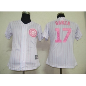 MLB Women Jerseys Chicago Cubs #17 Garza White[Pink strip]