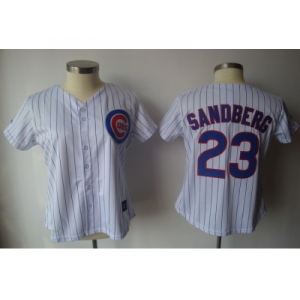 MLB Women Jerseys Chicago Cubs #23 sandberg White[blue strip]