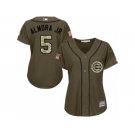 Women Majestic Chicago Cubs #5 Albert Almora Jr Authentic Green Salute to Service MLB Jersey