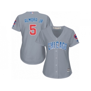 Women Majestic Chicago Cubs #5 Albert Almora Jr Authentic Grey Road MLB Jersey