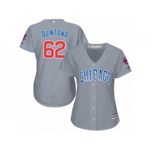 Women Majestic Chicago Cubs #62 Jose Quintana Replica Grey Road MLB Jersey