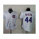 Women mlb Chicago Cubs #44 Anthony Rizzo White(Blue Strip)