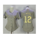 Women's Chicago Cubs #12 Kyle Schwarber Grey 2017 Gold Program Cool Base Stitched MLB Jersey