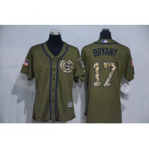 Women's Chicago Cubs #17 Kris Bryant Authentic Green Salute to Service MLB Jersey