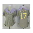 Women's Chicago Cubs #17 Kris Bryant Grey 2017 Gold Program Cool Base Stitched MLB Jersey
