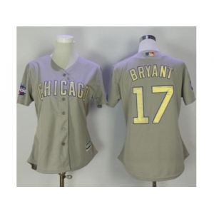 Women's Chicago Cubs #17 Kris Bryant Grey 2017 Gold Program Cool Base Stitched MLB Jersey
